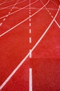 Red running track Synthetic rubber on the athletic stadium. Royalty Free Stock Photo