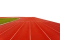 Red running tracks in sport stadium on white background Royalty Free Stock Photo