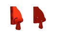 Red Runny nose icon isolated on transparent background. Rhinitis symptoms, treatment. Nose and sneezing. Nasal diseases.