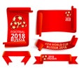 Red Russia 2018 world cup football labels set. Royalty Free Stock Photo