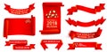 Red Russia 2018 world cup football labels set. Royalty Free Stock Photo