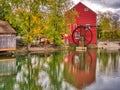 Red Rustic Barn Side Water Wheel Royalty Free Stock Photo