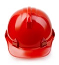 Red safety helmet close-up isolated on a white background. Royalty Free Stock Photo
