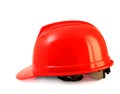 Red safety helmet on white, hard hat isolated clipping path. Royalty Free Stock Photo