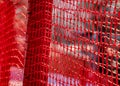 Red safety net at the edge of an alpine skiing slope Royalty Free Stock Photo