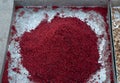 Red saffron powder on a tray Royalty Free Stock Photo