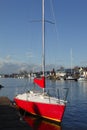 A red sailboat. Royalty Free Stock Photo