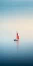 Serene Red Sailboat On Blue Sea: A Captivating Artistic Composition