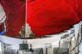 Red Sailboat Reflection Abstract Gig Harbor Washington State Royalty Free Stock Photo