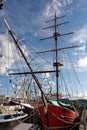 Penzance Cornwall England. Vintage sailing ketch in harbour