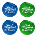 Best tropical tours blue, green stickers set