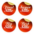 Red sale stickers set final,super,big,best with hands best choice