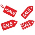 Red sale tags with white \