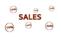 Red Sales design with discount numbers inside golden circles Royalty Free Stock Photo