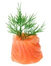 Red salmon roll with dill twig Royalty Free Stock Photo