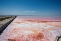 Red salt lake in Saline Margherita di Savoia of Italy