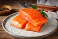 Red salted salmon trout fillet on a plate