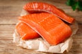 Red salted salmon trout fillet