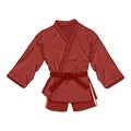 Red Sambo Uniform. Kimono Jacket and Shorts
