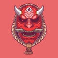 Red Samurai Mask vector illustration. Royalty Free Stock Photo