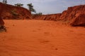 Red sand of a desert in Vietnam, footprints in the sand. Royalty Free Stock Photo