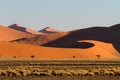 Red sand dunes of the Sossusvlei in Namibia Royalty Free Stock Photo