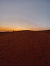 Red sand dunes on sunset near Mui Ne or Phan Thiet city in Vietnam Asia