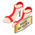 Red sandals icon isometric vector. Bright stylish women opentoe sandals Royalty Free Stock Photo