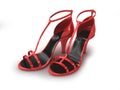 Red sandals isolated on white Royalty Free Stock Photo