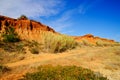 Red sandstone cliffs on the beach the Praia da Rocha Baixinha Nascente. Region Faro, Algarve, Portugal Royalty Free Stock Photo