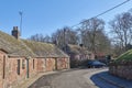 The Red Sandstone Cottages of St Vigeans in Angus, one of which is the Sculptured Stone Museum. Royalty Free Stock Photo