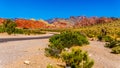 Red Sandstone Mountains from the winding Calico Canyon Road near Red Rock Canyon National Conservation Area near Las Vegas, NV, US Royalty Free Stock Photo