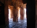 Red Sandstone Pillars in Architecture, Pattadakal, Karnataka, India Royalty Free Stock Photo