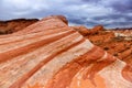 Red sandstone rock formation Fire Wave inside Valley of Fire State Park in Nevada in the United States Royalty Free Stock Photo