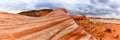 Red sandstone rock formation Fire Wave inside Valley of Fire State Park panorama in Nevada in the United States Royalty Free Stock Photo