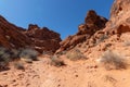 Red sandstone rock formations at Valley of Fire State Park in Nevada Royalty Free Stock Photo