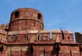 Red sandstone wall of Agra Fort