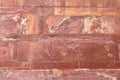 Red sandstone wall texture in Agra Fort Royalty Free Stock Photo