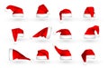 Red Santa Claus hat isolated on white background. Gradient mesh Santa Claus cap with fur. Vector illustration Royalty Free Stock Photo