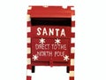 Red Santa Claus mailbox with text Direct to the North Pole isolated on white. Christmas concept