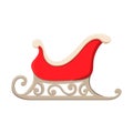 Red Santa Clous sleigh in flat cartoon style