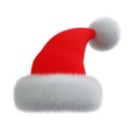 Red Santa Hat 3D icon. Christmas decoration. Isolated on white background. 3D rendering Royalty Free Stock Photo