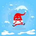 Red Santa Hat Happy Excited Jump Up Laughing Royalty Free Stock Photo