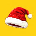 Red Santa Hat Icon on Yellow Background Royalty Free Stock Photo