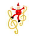 christmas santa claus merry and music melody clef music note cartoon doodle flat design vector illustration