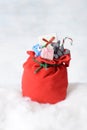 Red santa sack full of presents