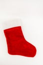 Red Santa stocking isolated on white background. Christmas or holiday concept Royalty Free Stock Photo