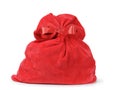 Red santas bag from velvet fabric Royalty Free Stock Photo