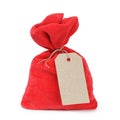 Red santas bag from velvet fabric Royalty Free Stock Photo