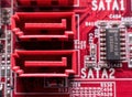 Red sata port on motherboard Royalty Free Stock Photo